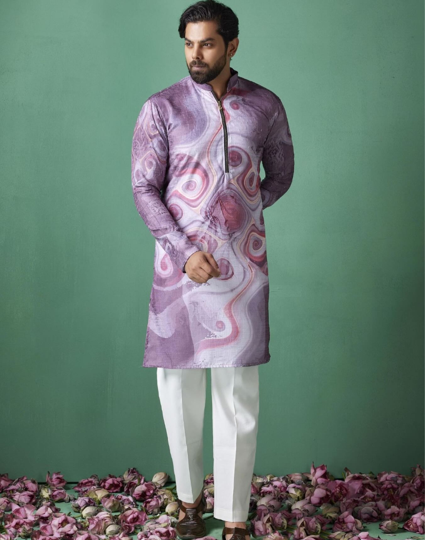 Abstract Printed Linen Kurtas