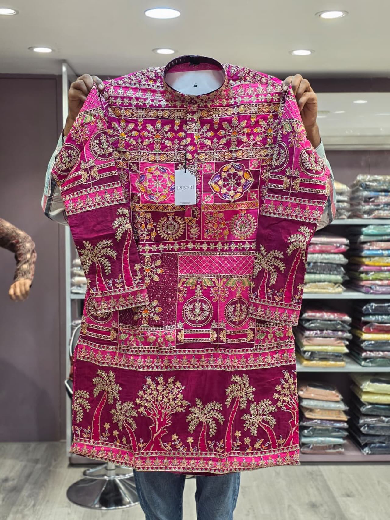 Palm Tree Rajasthani Embroidered Kurta