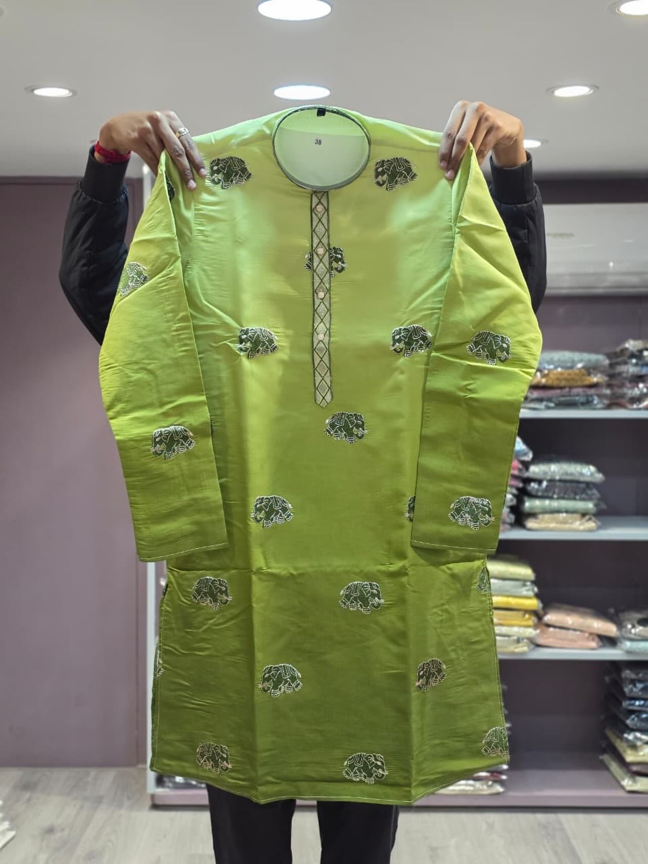 Elephant embroidered kurta