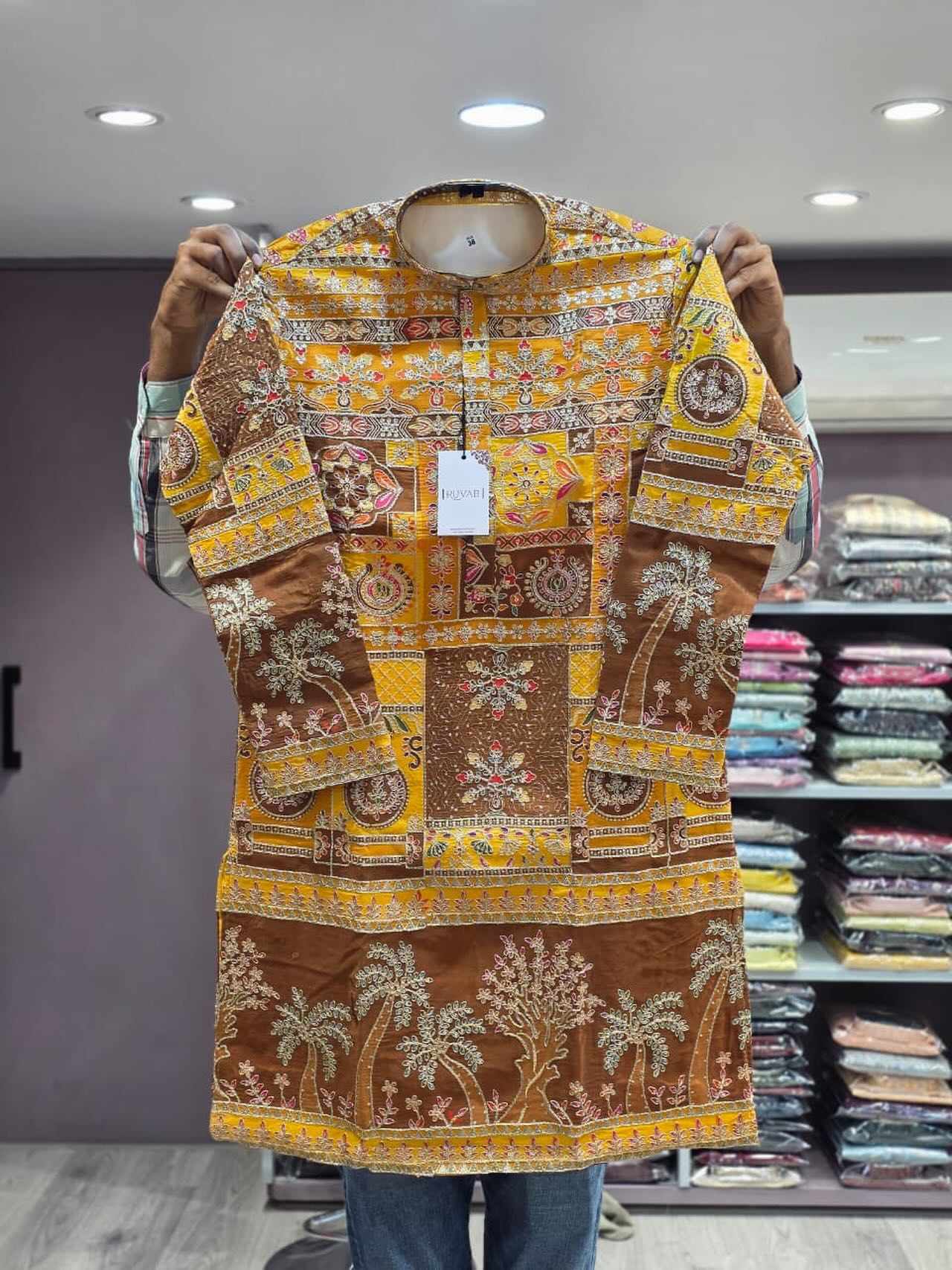 Palm Tree Rajasthani Embroidered Kurta