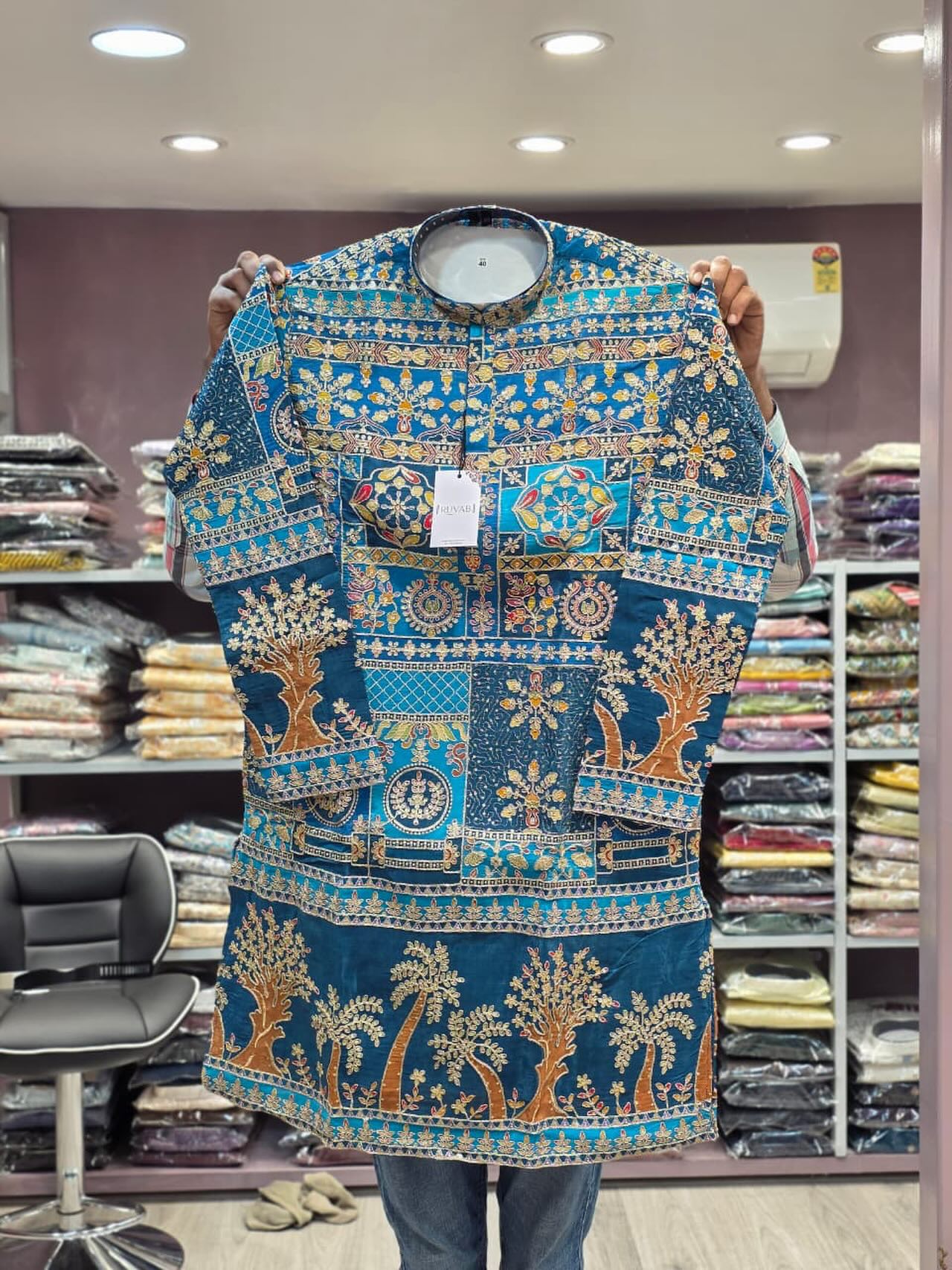Palm Tree Rajasthani Embroidered Kurta