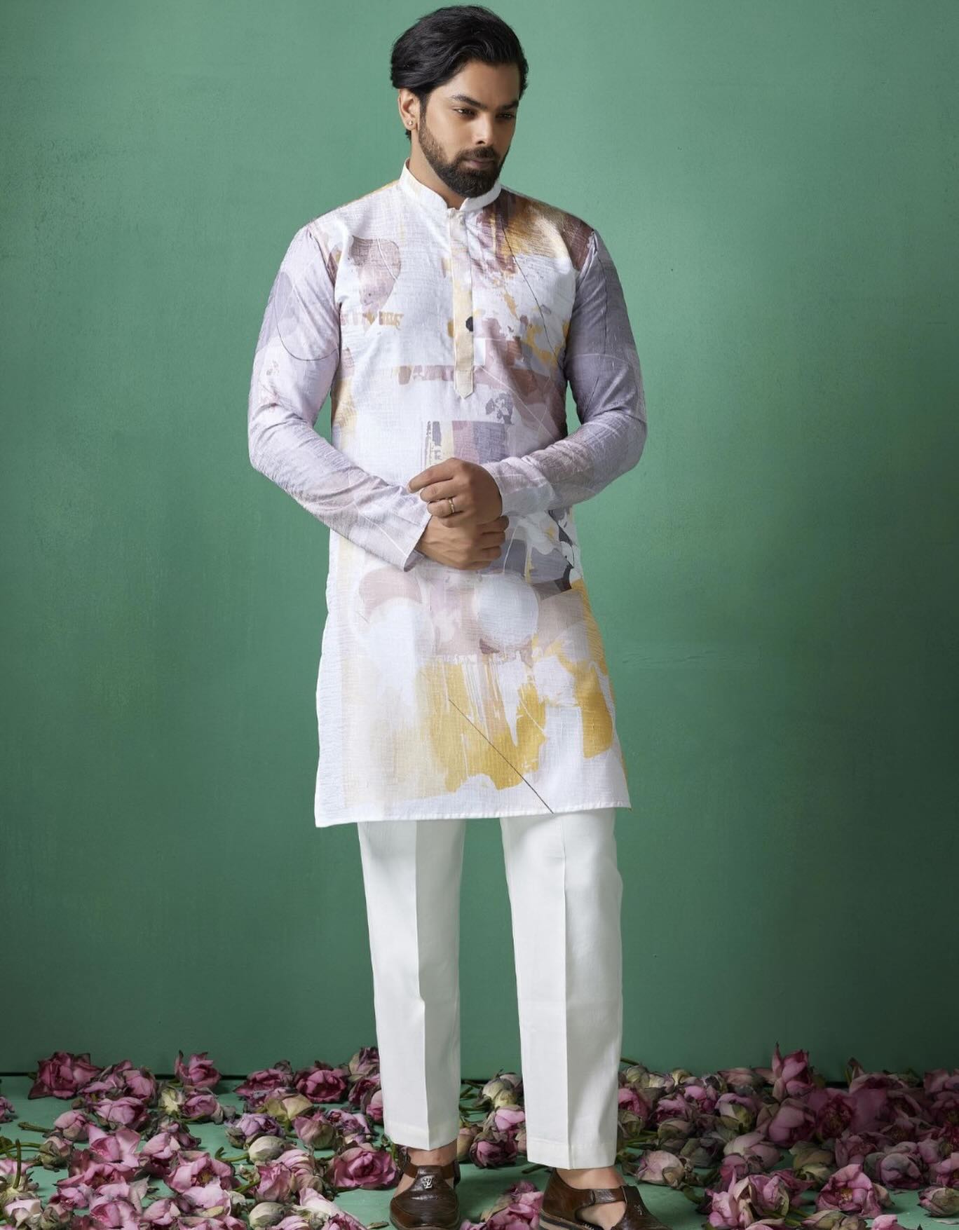 Abstract Printed Linen Kurtas
