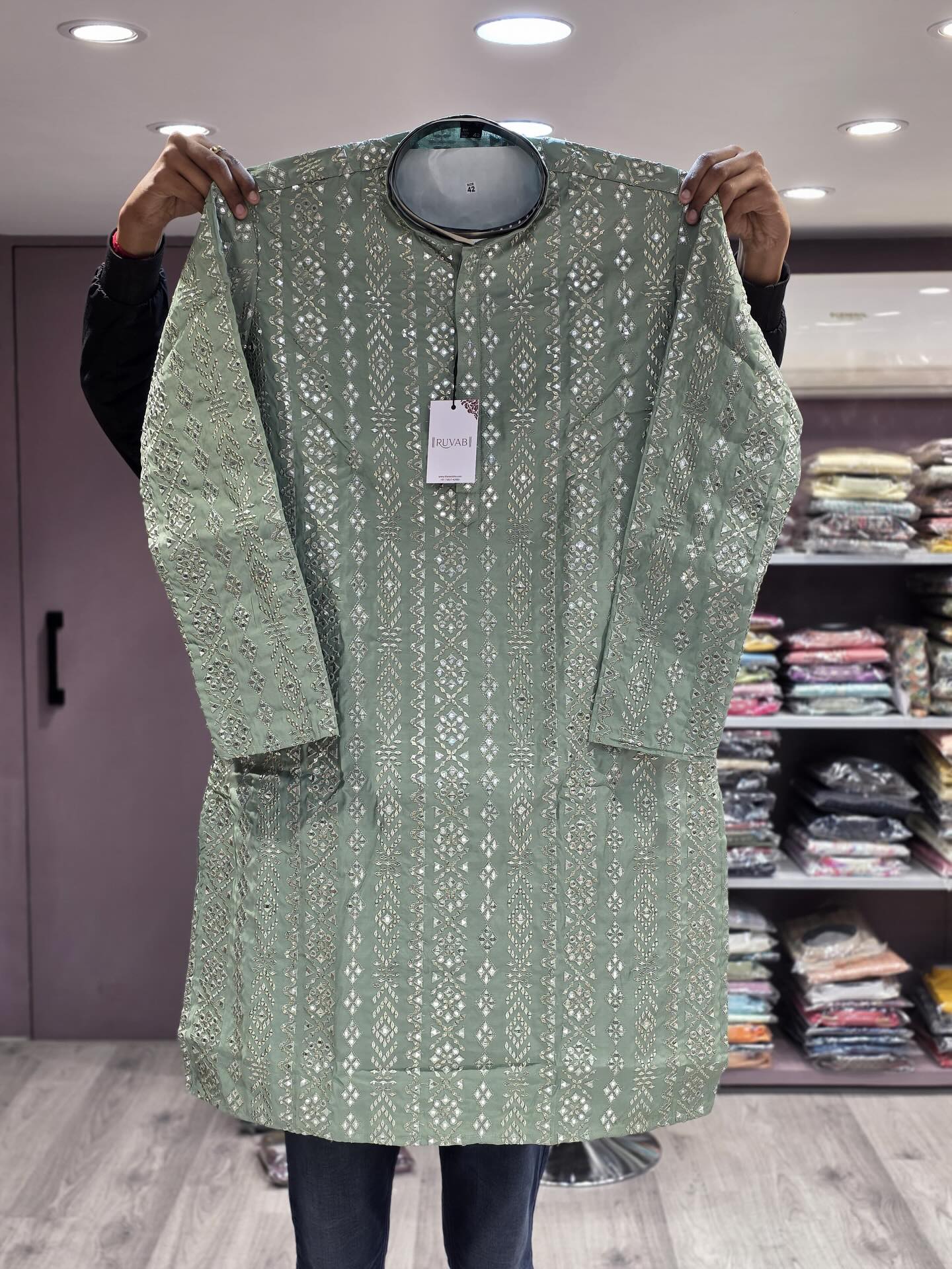 Modern Mirror Work Kurta