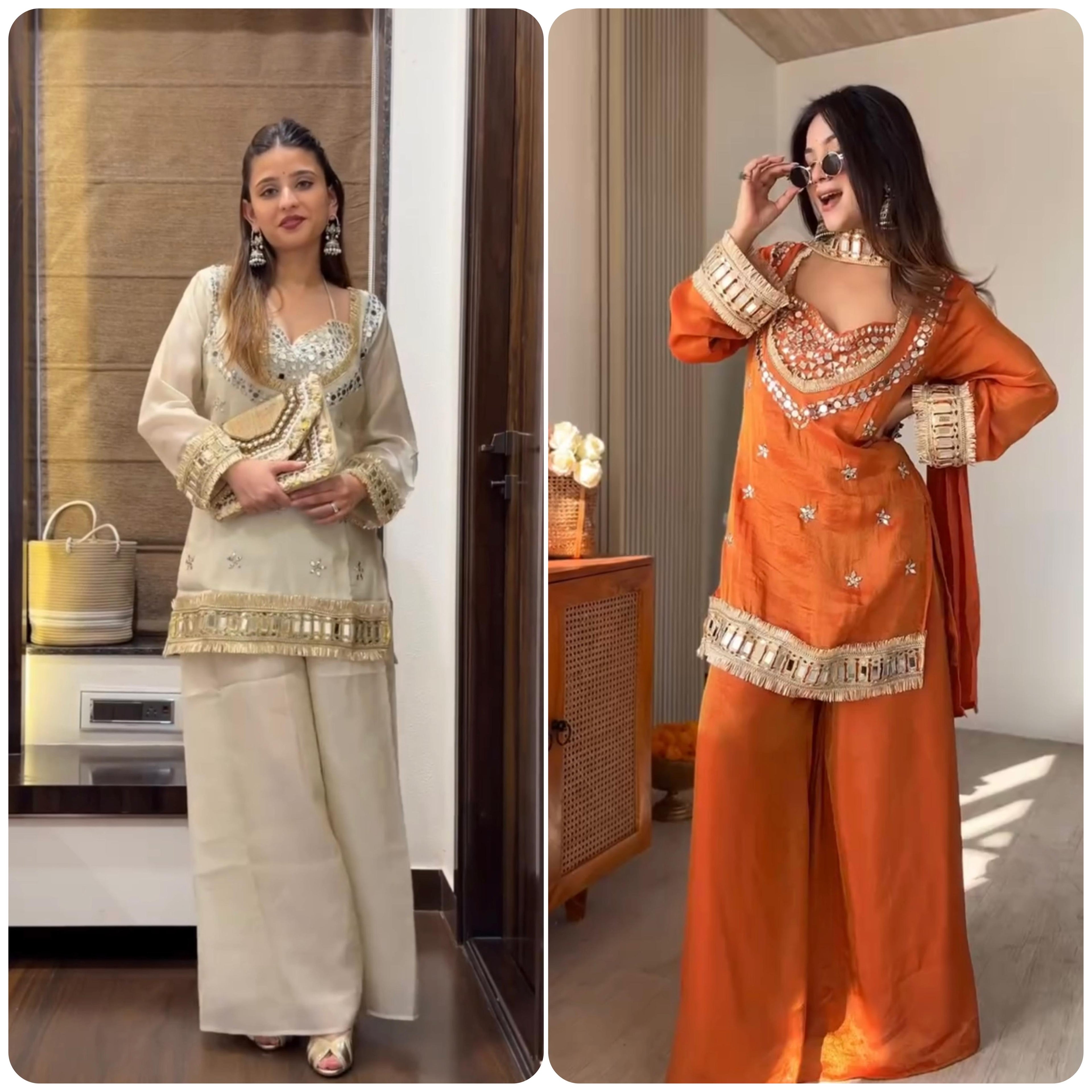 Crop Top With Throwover And Dupatta