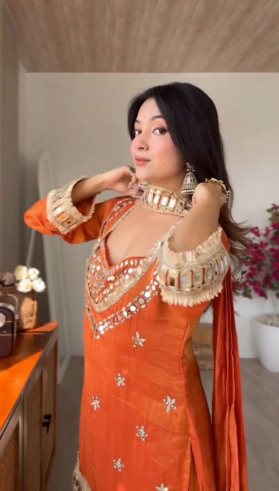 Crop Top With Throwover And Dupatta