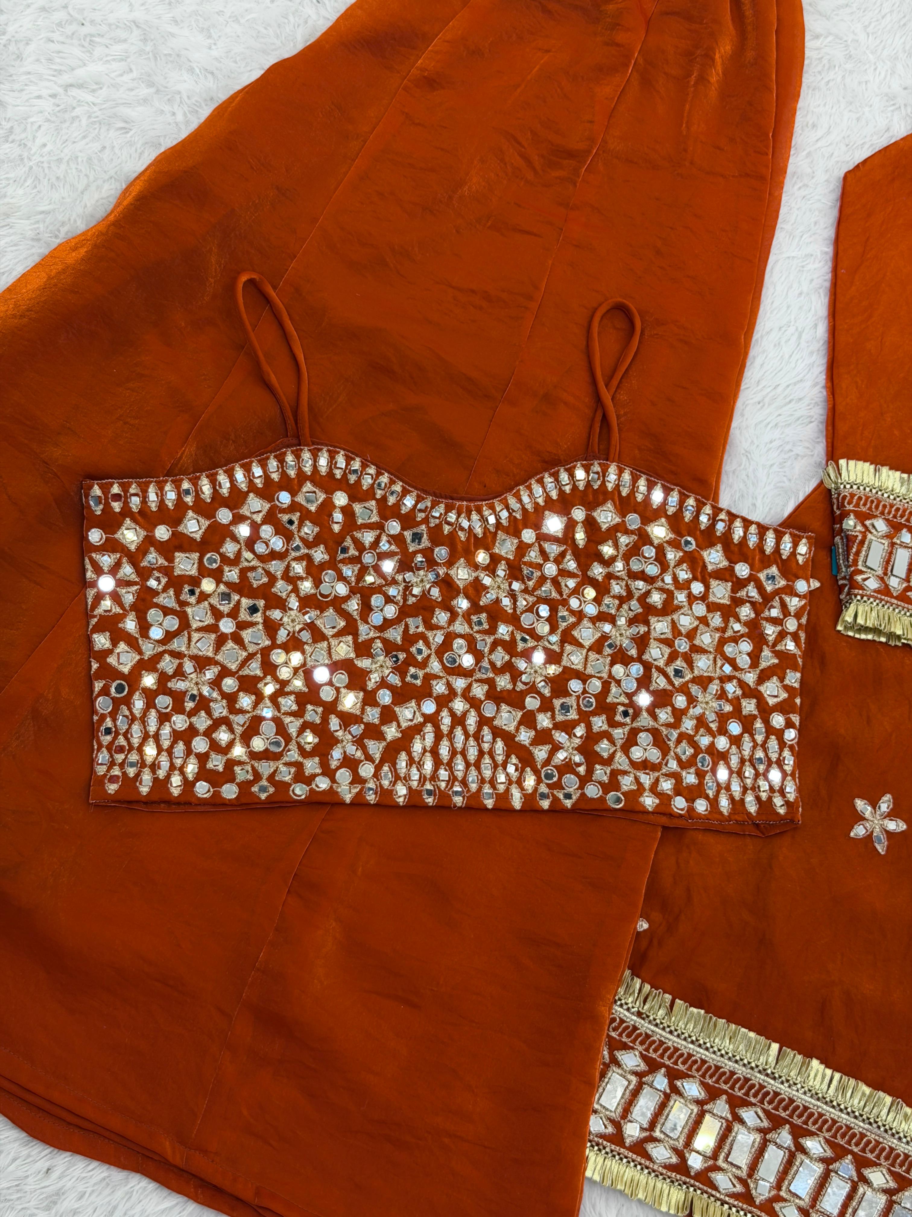Crop Top With Throwover And Dupatta