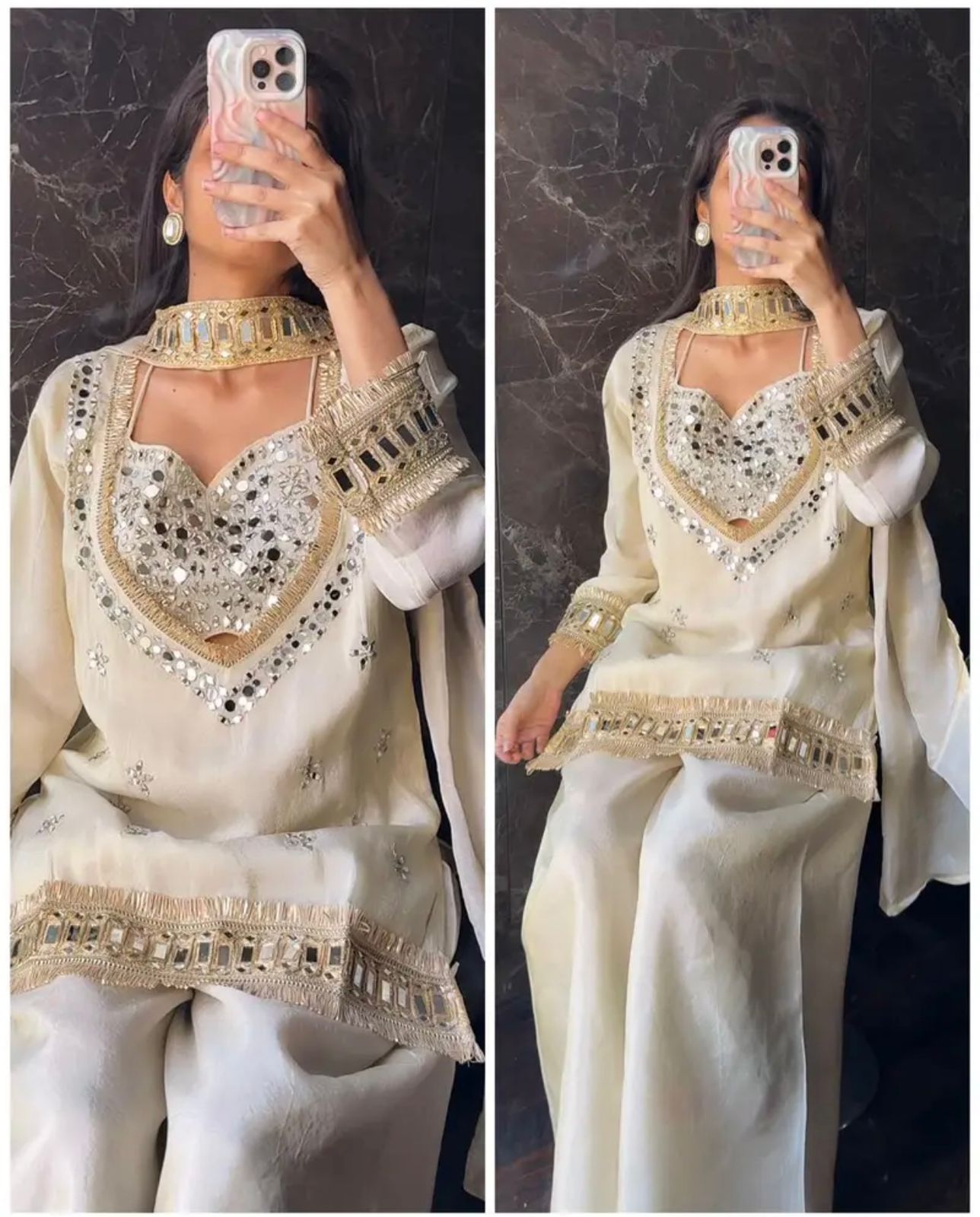 Crop Top With Throwover And Dupatta